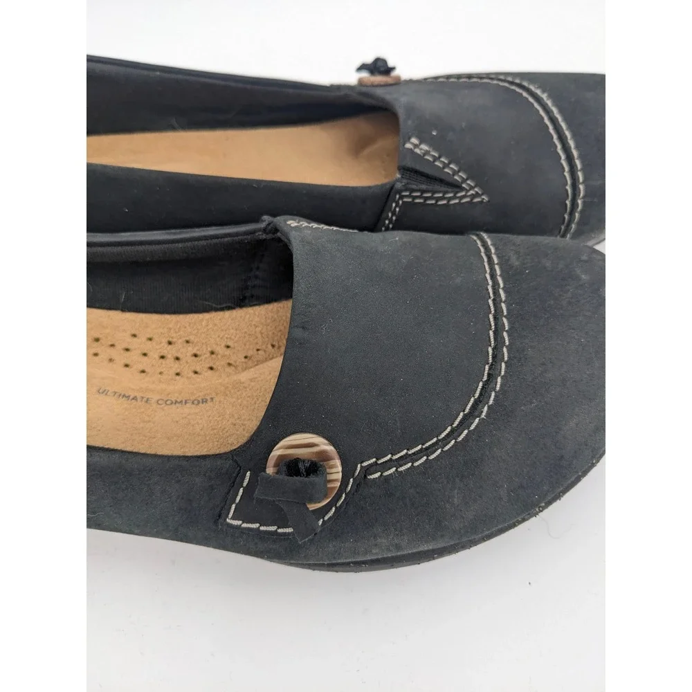 Clarks Roseville Sky Loafer Womens 8 Black Leather‎ Slip On Casual Comfort Shoes